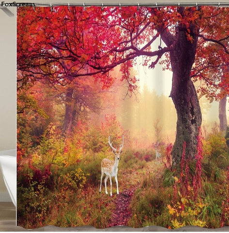 Image of 2019 Scene Version Multi-styles 3D HD Digital Printed Shower Curtains Waterproof Moisture-proof Bathroom Curtains Case tende