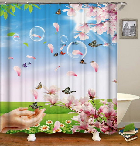 Image of 2019 Scene Version Multi-styles 3D HD Digital Printed Shower Curtains Waterproof Moisture-proof Bathroom Curtains Case tende