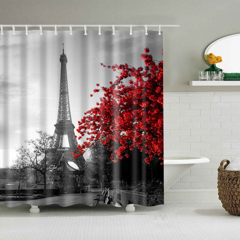 Image of High Quality Paris Landscape Shower Curtain Waterproof Polyester Fabric Bath Curtain for The Bathroom Home Decoration