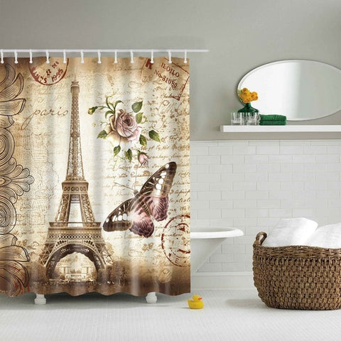 Image of High Quality Paris Landscape Shower Curtain Waterproof Polyester Fabric Bath Curtain for The Bathroom Home Decoration