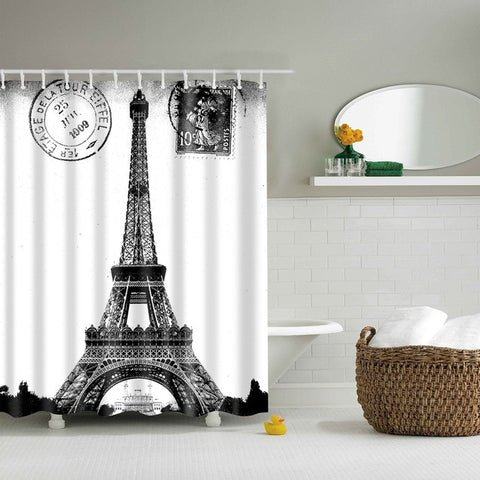 Image of High Quality Paris Landscape Shower Curtain Waterproof Polyester Fabric Bath Curtain for The Bathroom Home Decoration