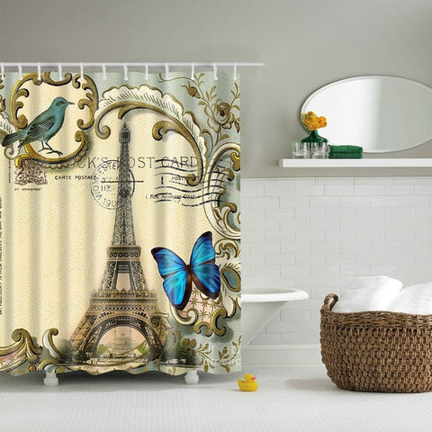 Image of High Quality Paris Landscape Shower Curtain Waterproof Polyester Fabric Bath Curtain for The Bathroom Home Decoration