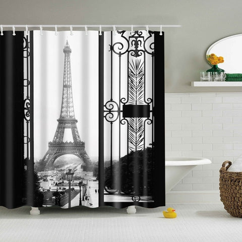 Image of High Quality Paris Landscape Shower Curtain Waterproof Polyester Fabric Bath Curtain for The Bathroom Home Decoration
