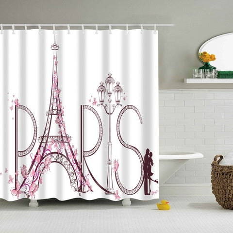Image of High Quality Paris Landscape Shower Curtain Waterproof Polyester Fabric Bath Curtain for The Bathroom Home Decoration