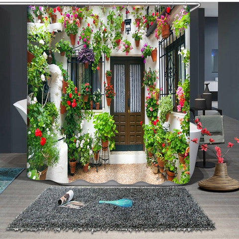 Image of 3D Colorful Street Alley Pattern Shower Curtains Bathroom Curtain Waterproof Thickened Bath Curtain Customizable