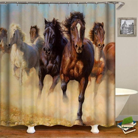 Image of Retro West Cowboy Boots Hat Horses Waterproof Fabric Polyester Shower Curtains