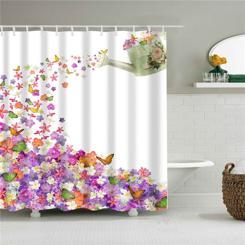 Image of Flowers Poster Shower Curtains Waterproof Polyester Fabric Bath Screen Curtain for Home Decoration Bathroom Curtain