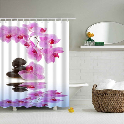 Image of Flowers Poster Shower Curtains Waterproof Polyester Fabric Bath Screen Curtain for Home Decoration Bathroom Curtain