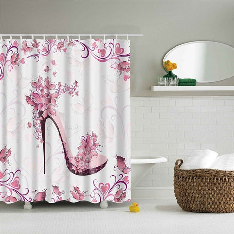 Image of Flowers Poster Shower Curtains Waterproof Polyester Fabric Bath Screen Curtain for Home Decoration Bathroom Curtain