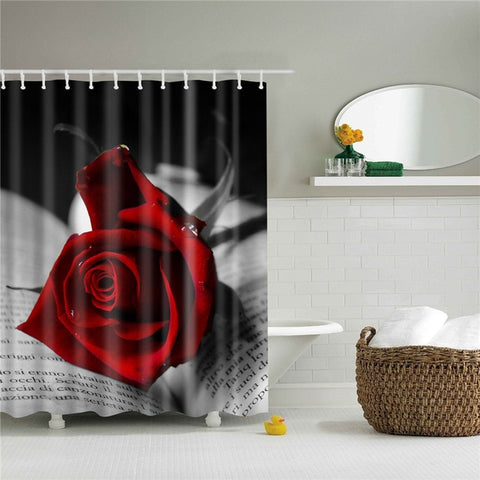 Image of Flowers Poster Shower Curtains Waterproof Polyester Fabric Bath Screen Curtain for Home Decoration Bathroom Curtain