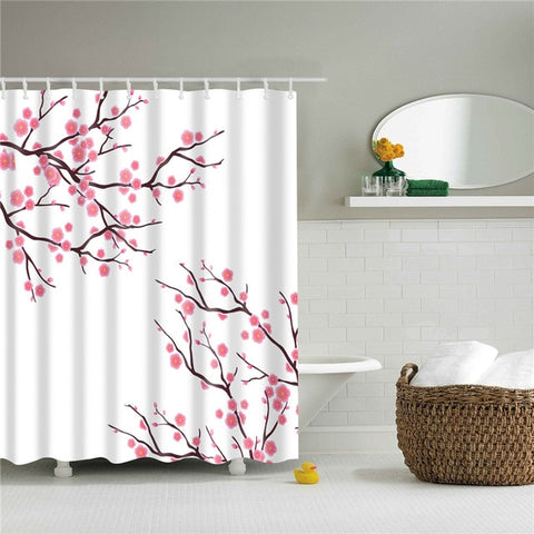 Image of Flowers Poster Shower Curtains Waterproof Polyester Fabric Bath Screen Curtain for Home Decoration Bathroom Curtain