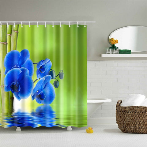 Image of Flowers Poster Shower Curtains Waterproof Polyester Fabric Bath Screen Curtain for Home Decoration Bathroom Curtain