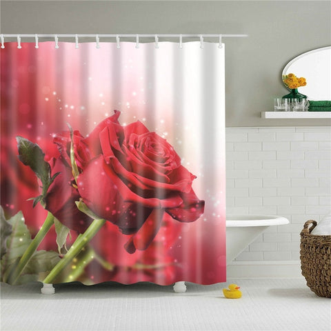 Image of Flowers Poster Shower Curtains Waterproof Polyester Fabric Bath Screen Curtain for Home Decoration Bathroom Curtain
