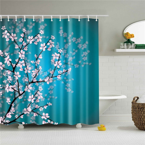 Image of Flowers Poster Shower Curtains Waterproof Polyester Fabric Bath Screen Curtain for Home Decoration Bathroom Curtain