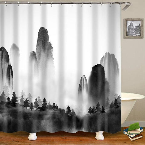 Image of King African American Lovers Couple Shower Curtains Painting Art Bath Curtain Liner Waterproof Polyester Bathroom With Hooks