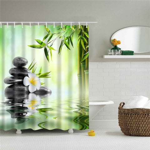 Image of Forest Trees Printed 3d Bath Curtains Waterproof Polyester Fabric Washable Bathroom Shower Curtain Screen with Hooks Accessories