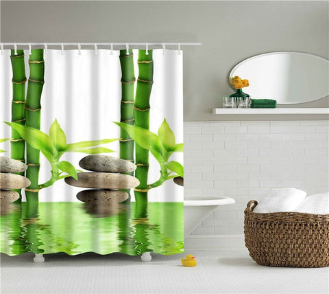Image of Forest Trees Printed 3d Bath Curtains Waterproof Polyester Fabric Washable Bathroom Shower Curtain Screen with Hooks Accessories