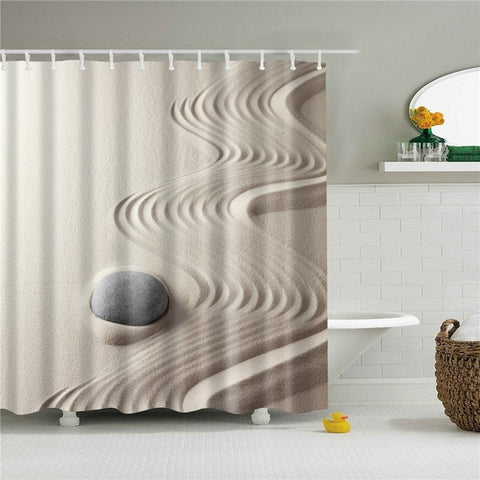 Image of Desert Stone Shower Curtains for Bathroom HD 3D Printing Waterproof Curtains Fabric Polyester Bath Screen Home Decoration