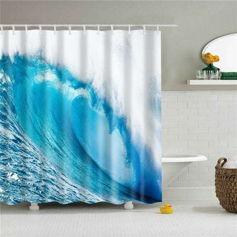 Image of Shower Curtain Seascape Pattern High Quality Waterproof Polyester Fabric Bathroom Shower Curtain Bathroom Decor