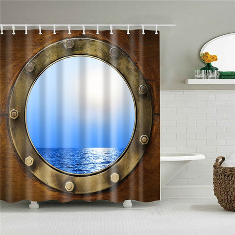 Image of Shower Curtain Seascape Pattern High Quality Waterproof Polyester Fabric Bathroom Shower Curtain Bathroom Decor