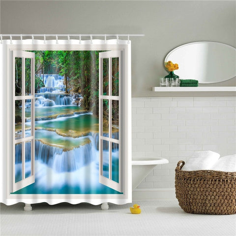 Image of Shower Curtain Seascape Pattern High Quality Waterproof Polyester Fabric Bathroom Shower Curtain Bathroom Decor