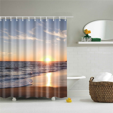 Image of Shower Curtain Seascape Pattern High Quality Waterproof Polyester Fabric Bathroom Shower Curtain Bathroom Decor