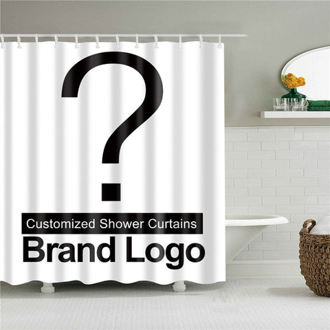 Image of Letters Pattern Shower Curtains Bathroom Curtain Thicken Waterproof Bath Curtain with Plastic 12 Hooks for Home Decoration
