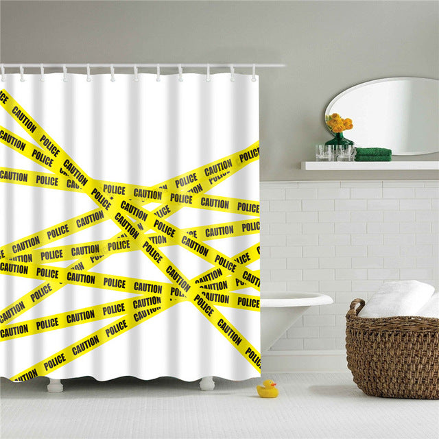 Letters Pattern Shower Curtains Bathroom Curtain Thicken Waterproof Bath Curtain with Plastic 12 Hooks for Home Decoration