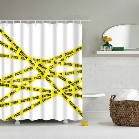 Image of Letters Pattern Shower Curtains Bathroom Curtain Thicken Waterproof Bath Curtain with Plastic 12 Hooks for Home Decoration
