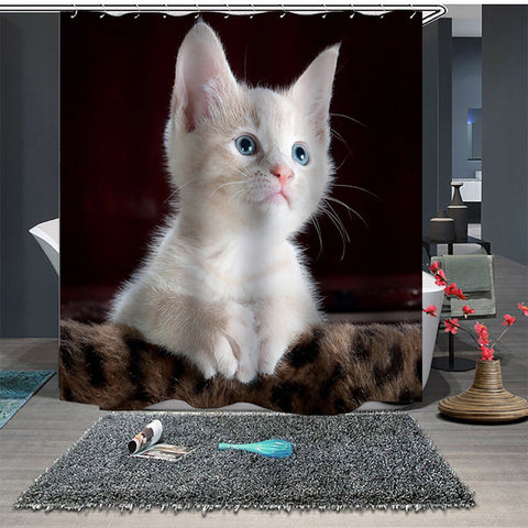 Image of Dandelion Print Waterproof Shower Curtain Polyester Fabric Bath Curtain Home Bathroom Curtains with 12 Hooks Shower Curtains