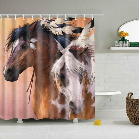Image of Retro West Cowboy Boots Hat Horses Waterproof Fabric Polyester Shower Curtains