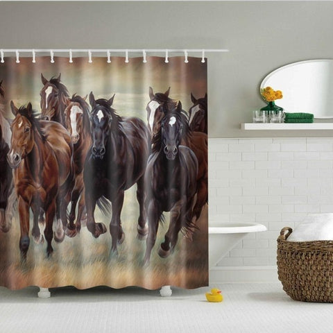 Image of Retro West Cowboy Boots Hat Horses Waterproof Fabric Polyester Shower Curtains