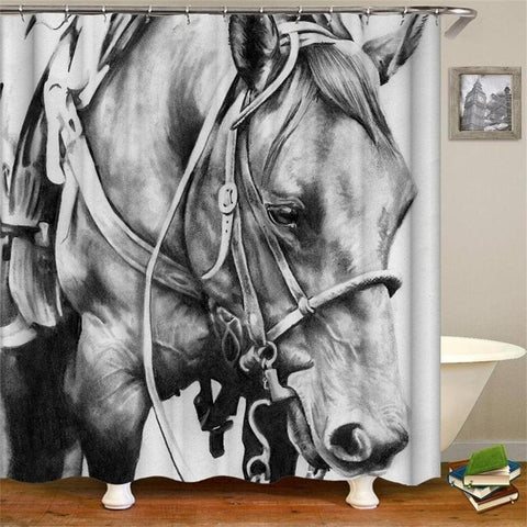 Image of Retro West Cowboy Boots Hat Horses Waterproof Fabric Polyester Shower Curtains