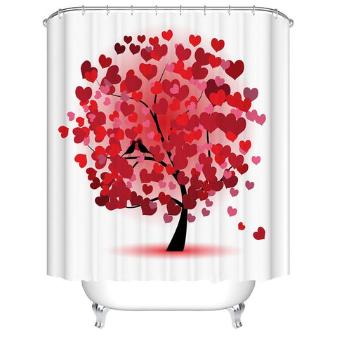 Image of Urijk 1PC Flower Waterproof Shower Curtains for Bath Fabric Liner Solid Bathroom Curtains Shower Curtains With 12 Hooks