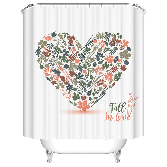 Urijk 1PC Flower Waterproof Shower Curtains for Bath Fabric Liner Solid Bathroom Curtains Shower Curtains With 12 Hooks