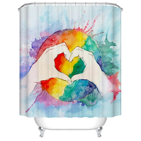 Image of Urijk 1PC Flower Waterproof Shower Curtains for Bath Fabric Liner Solid Bathroom Curtains Shower Curtains With 12 Hooks