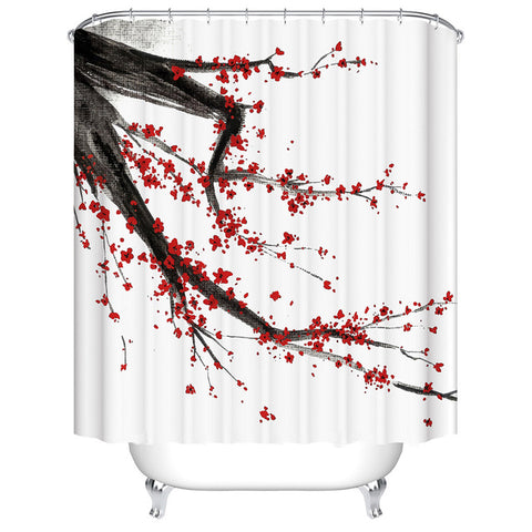 Image of Urijk 1PC Flower Waterproof Shower Curtains for Bath Fabric Liner Solid Bathroom Curtains Shower Curtains With 12 Hooks