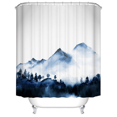 Image of Urijk 1PC Flower Waterproof Shower Curtains for Bath Fabric Liner Solid Bathroom Curtains Shower Curtains With 12 Hooks