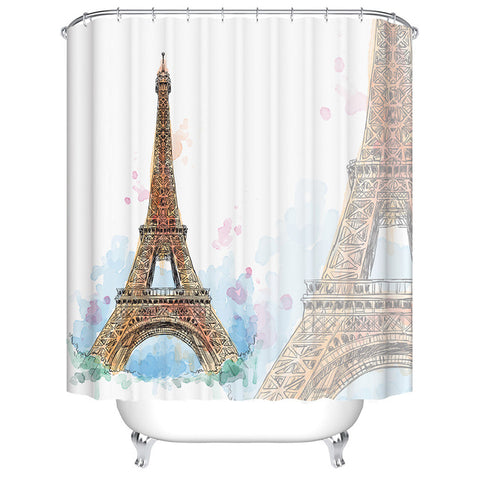 Image of Urijk 1PC Flower Waterproof Shower Curtains for Bath Fabric Liner Solid Bathroom Curtains Shower Curtains With 12 Hooks