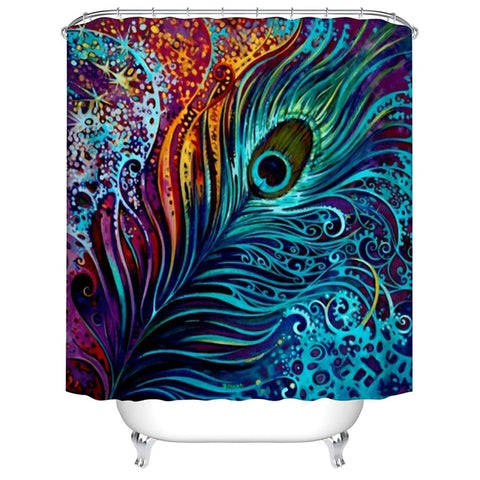 Image of Urijk 1PC Flower Waterproof Shower Curtains for Bath Fabric Liner Solid Bathroom Curtains Shower Curtains With 12 Hooks