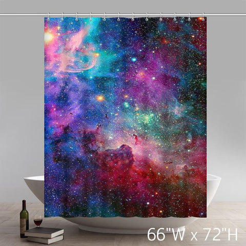 Image of Personalized custom Liberty Art Rainbow Galaxy Space Shower Curtain