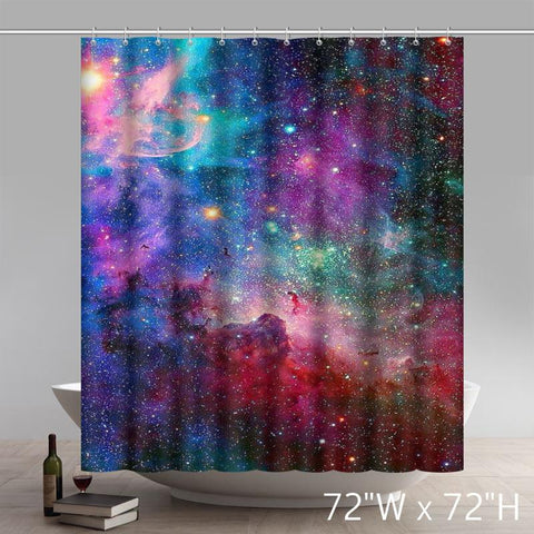 Image of Personalized custom Liberty Art Rainbow Galaxy Space Shower Curtain