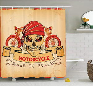 Illustration of Skull Classics Motorcycle Dare to Scare Spooky Racing Danger Theme Bathroom Accessories