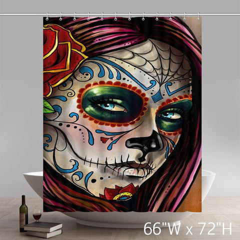 Image of Liberty Art Design Flower Sugar Skull Shower Curtains