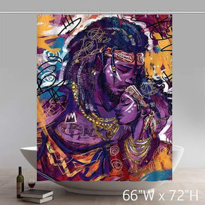 Liberty African Black Art Twin Flame Shower Curtains