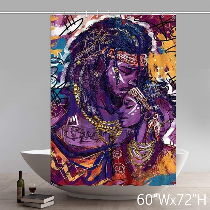 Liberty African Black Art Twin Flame Shower Curtains