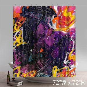 Black Women Art Chiamaka God Is Gorgeous HairBlack Artists Bathroom Kitchen Shower Curtains Custom