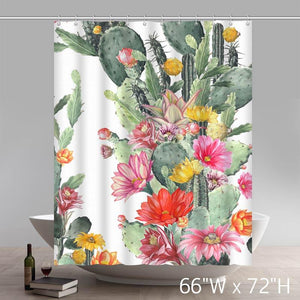 Desert Series Demonstration Of Orange Cactus Flowers Shower Curtains Custom
