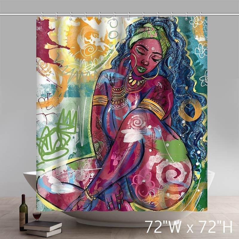 Dope Black African American Art Sexy Girl Shower Curtains Custom