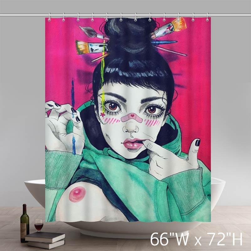 Sexy Woman Lovely Girl Bathroom Kitchen Shower Curtains Custom